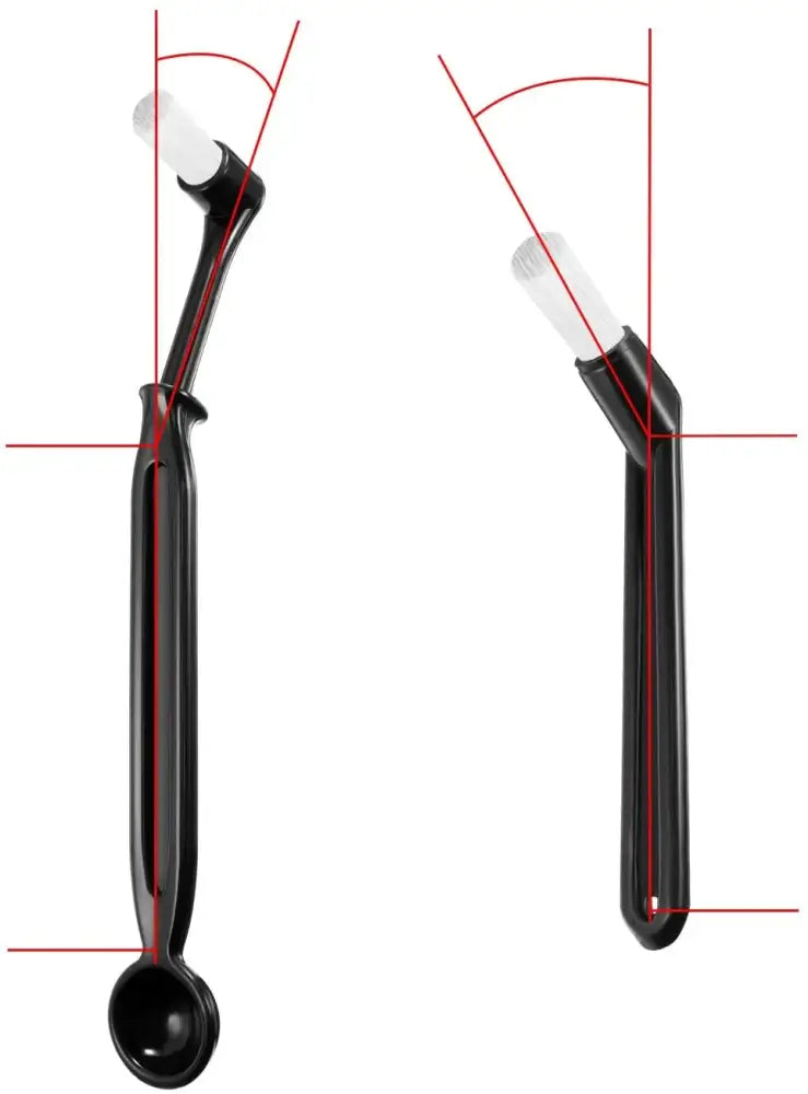 Black plastic coffee scoop with curved handle and transparent grip for decorbites espresso machine cleaning kit