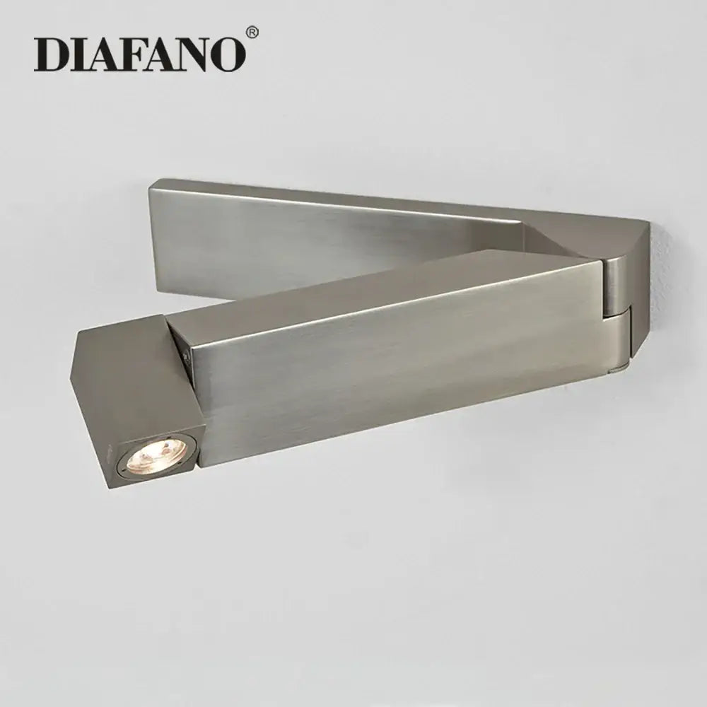 Modern stainless steel led bedside wall light with sleek angular design and adjustable head for bedroom decorbites led bedside use