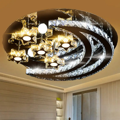 DecorBites™ DecorBites™ Modern Stainless-Steel LED Ceiling Light with Crystal Encrusted Round Design
