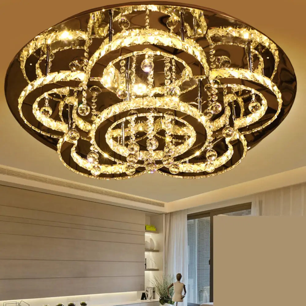 DecorBites™ DecorBites™ Modern Stainless-Steel LED Ceiling Light with Crystal Encrusted Round Design