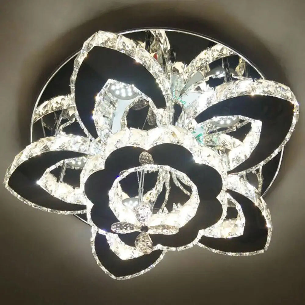 DecorBites™ DecorBites™ Modern Stainless-Steel LED Ceiling Light with Crystal Encrusted Round Design