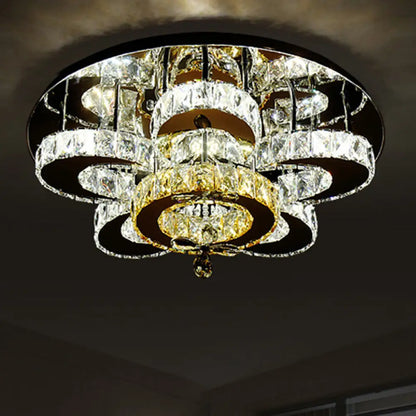 DecorBites™ DecorBites™ Modern Stainless-Steel LED Ceiling Light with Crystal Encrusted Round Design