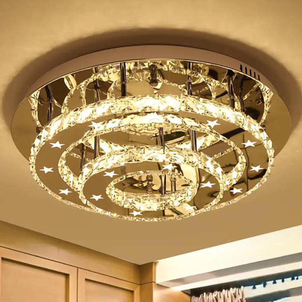 DecorBites™ DecorBites™ Modern Stainless-Steel LED Ceiling Light with Crystal Encrusted Round Design