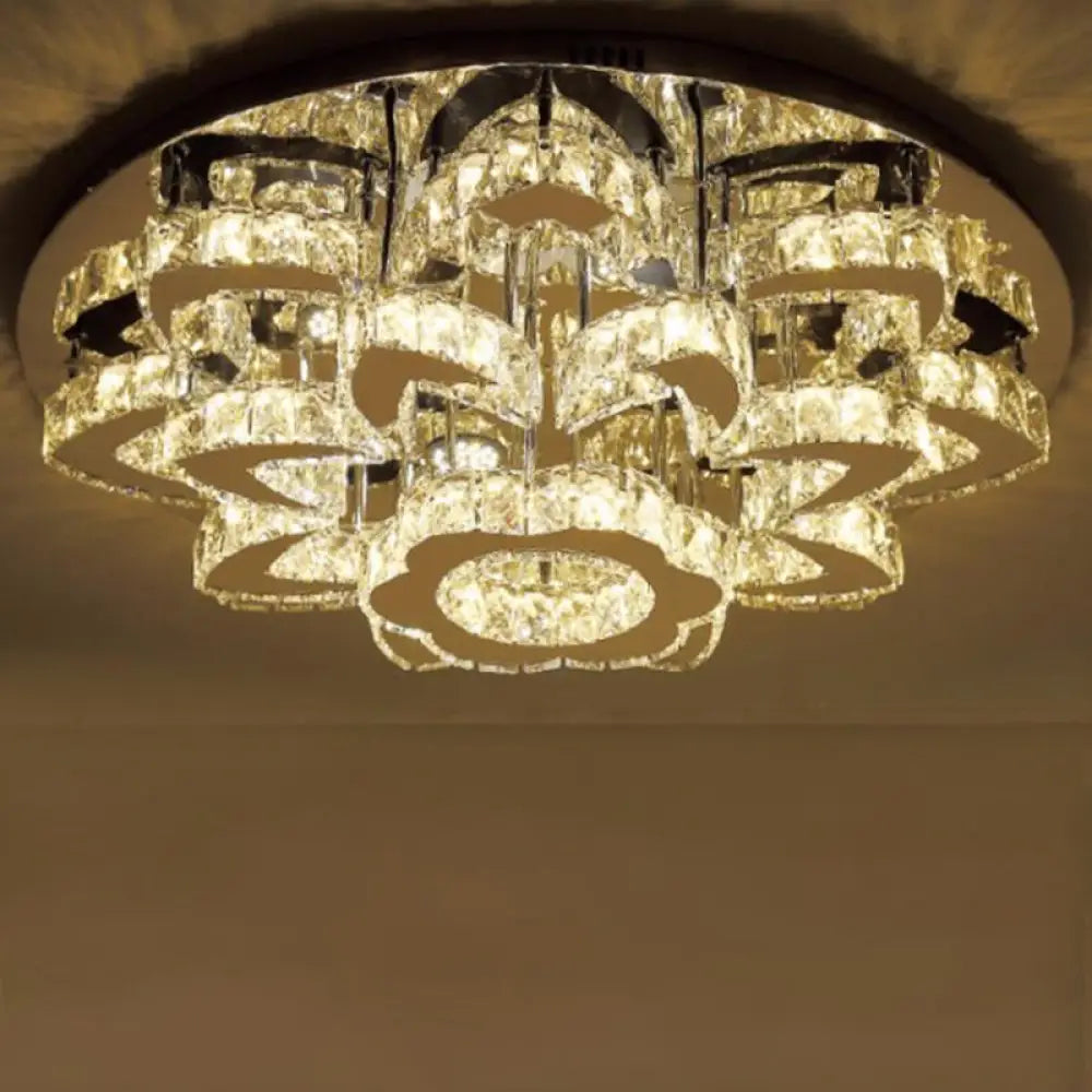 DecorBites™ DecorBites™ Modern Stainless-Steel LED Ceiling Light with Crystal Encrusted Round Design