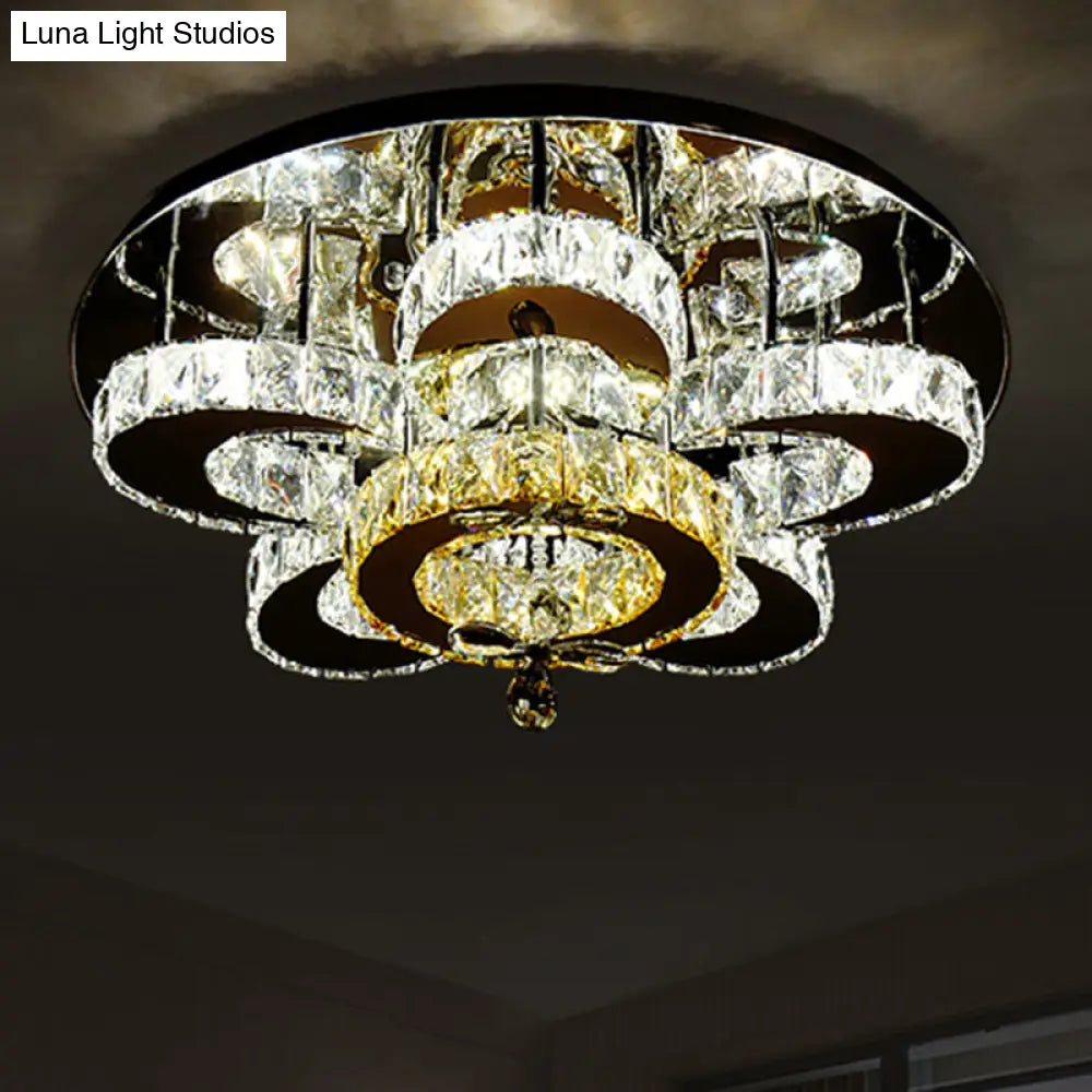 DecorBites™ DecorBites™ Modern Stainless-Steel LED Ceiling Light with Crystal Encrusted Round Design