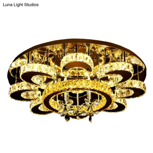 DecorBites™ DecorBites™ Modern Stainless-Steel LED Ceiling Light with Crystal Encrusted Round Design