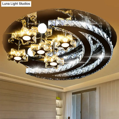 DecorBites™ DecorBites™ Modern Stainless-Steel LED Ceiling Light with Crystal Encrusted Round Design