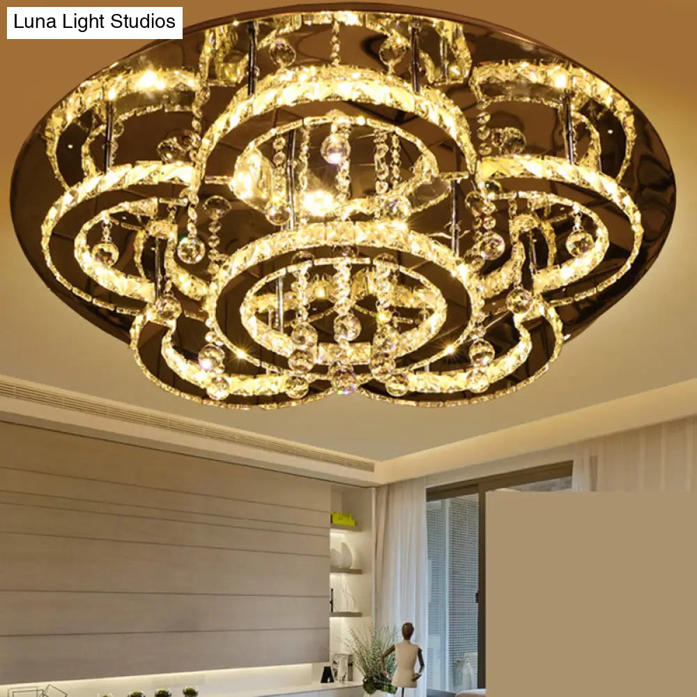 DecorBites™ DecorBites™ Modern Stainless-Steel LED Ceiling Light with Crystal Encrusted Round Design
