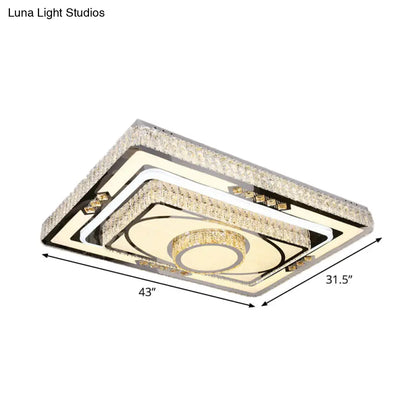 DecorBites™ DecorBites™ Modern Stainless Steel LED Flush Ceiling Light with Clear Crystal Layers for Living Room