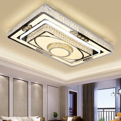 DecorBites™ DecorBites™ Modern Stainless Steel LED Flush Ceiling Light with Clear Crystal Layers for Living Room