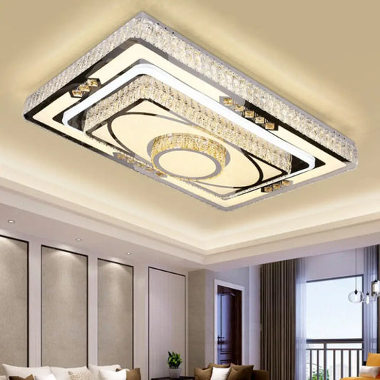 DecorBites™ DecorBites™ Modern Stainless Steel LED Flush Ceiling Light with Clear Crystal Layers for Living Room