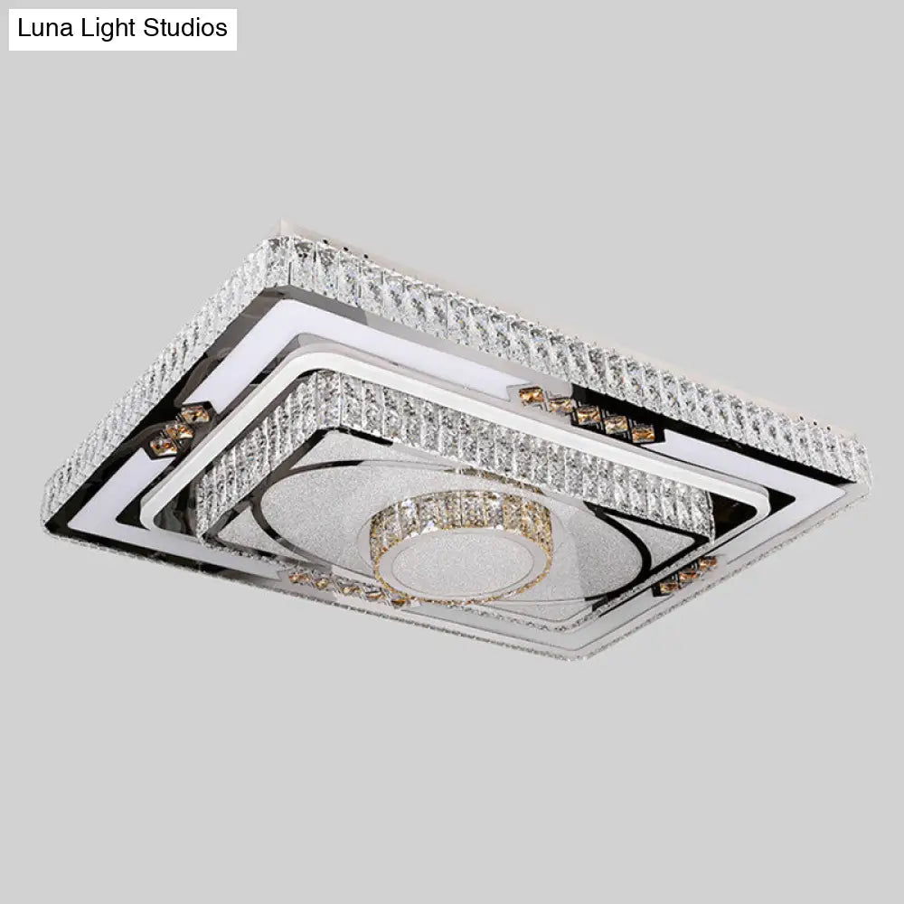 DecorBites™ DecorBites™ Modern Stainless Steel LED Flush Ceiling Light with Clear Crystal Layers for Living Room