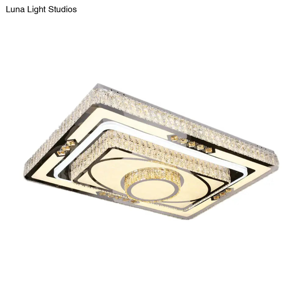 DecorBites™ DecorBites™ Modern Stainless Steel LED Flush Ceiling Light with Clear Crystal Layers for Living Room