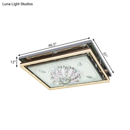 DecorBites™ DecorBites™ Modern Stainless-Steel Rectangular Ceiling Lamp with Clear Crystal Draping and LED Flush Mount for Living Room