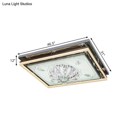DecorBites™ DecorBites™ Modern Stainless-Steel Rectangular Ceiling Lamp with Clear Crystal Draping and LED Flush Mount for Living Room