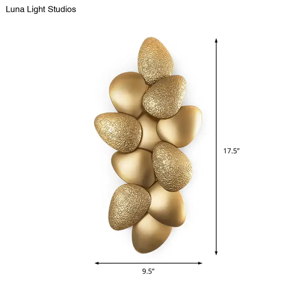 Gold-toned textured stone cluster modern stainless steel squama wall light for bedroom sconce steel squama wall design