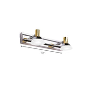 Modern stainless steel wall light with polished chrome and gold accents featuring frosted acrylic cone shades