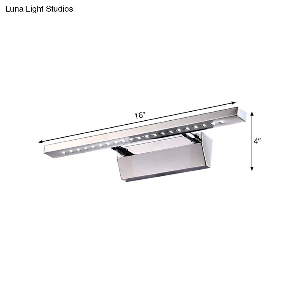 DecorBites™ DecorBites™ Modern Stainless Steel Wall Sconce Light - 16"/19.5" Rectangular LED Vanity Light with Chrome Finish and Warm/White Lighting for Indoor Use