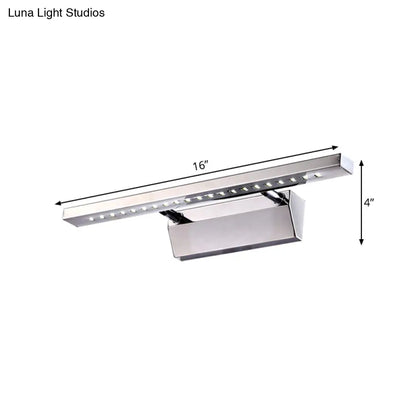 DecorBites™ DecorBites™ Modern Stainless Steel Wall Sconce Light - 16"/19.5" Rectangular LED Vanity Light with Chrome Finish and Warm/White Lighting for Indoor Use