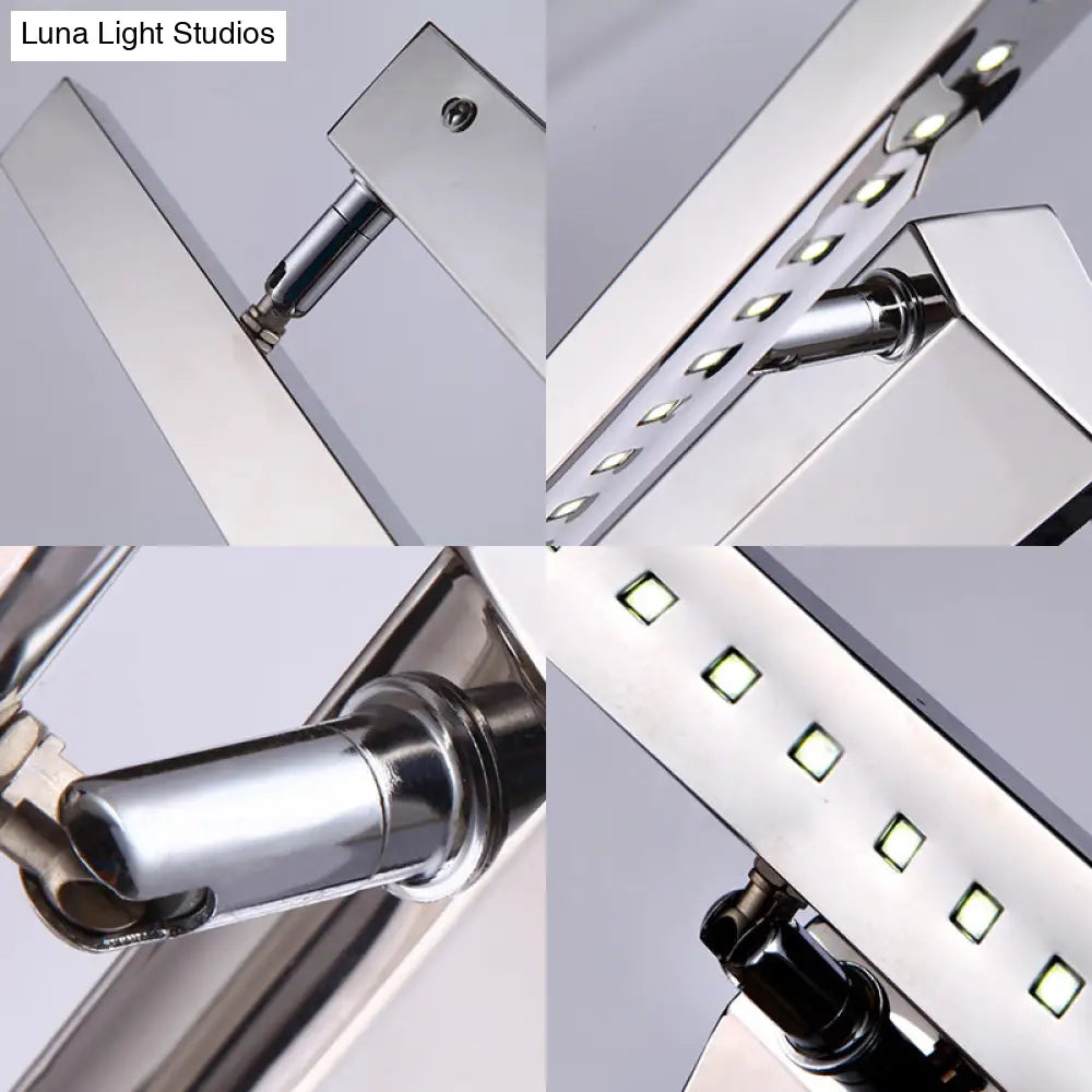 DecorBites™ DecorBites™ Modern Stainless Steel Wall Sconce Light - 16"/19.5" Rectangular LED Vanity Light with Chrome Finish and Warm/White Lighting for Indoor Use