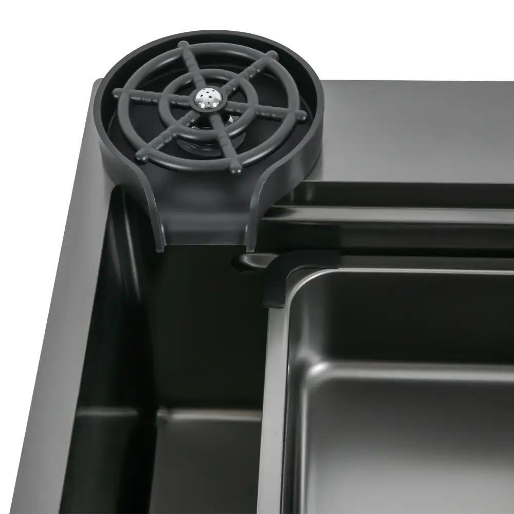 Modern stainless steel waterfall kitchen sink with pull out faucet - Decorbites