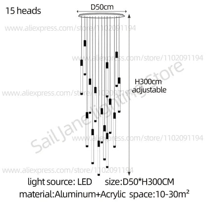 Modern Staircase Pendant Chandelier in Black or Gold - Decorbites