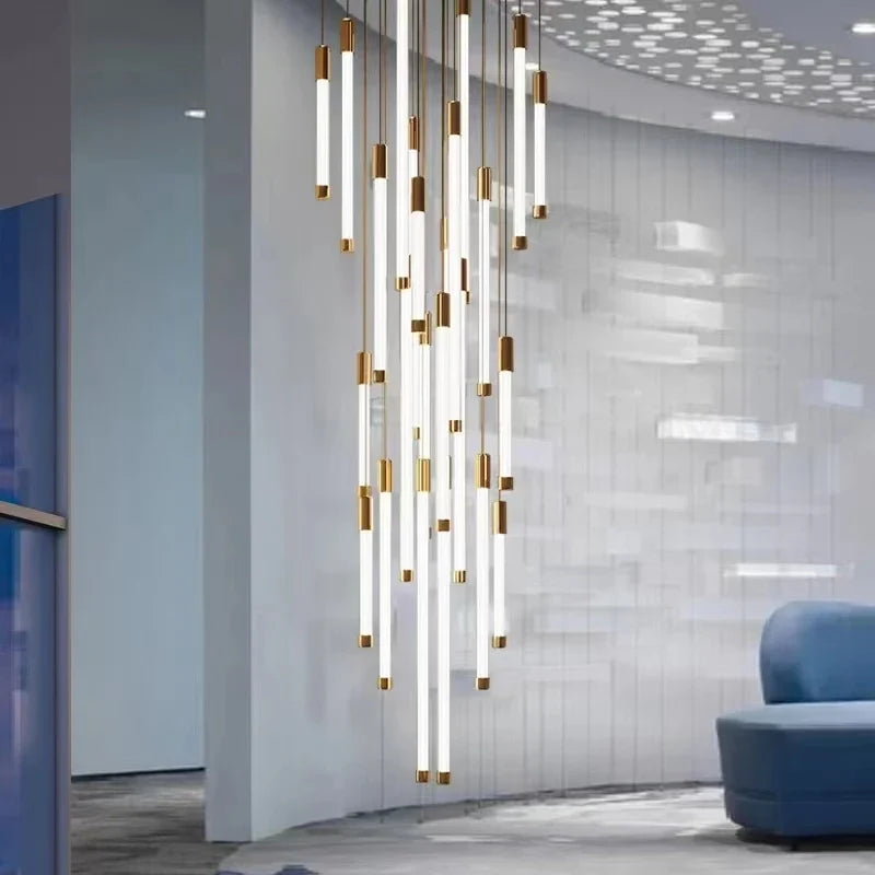 Modern Staircase Pendant Chandelier in Black or Gold