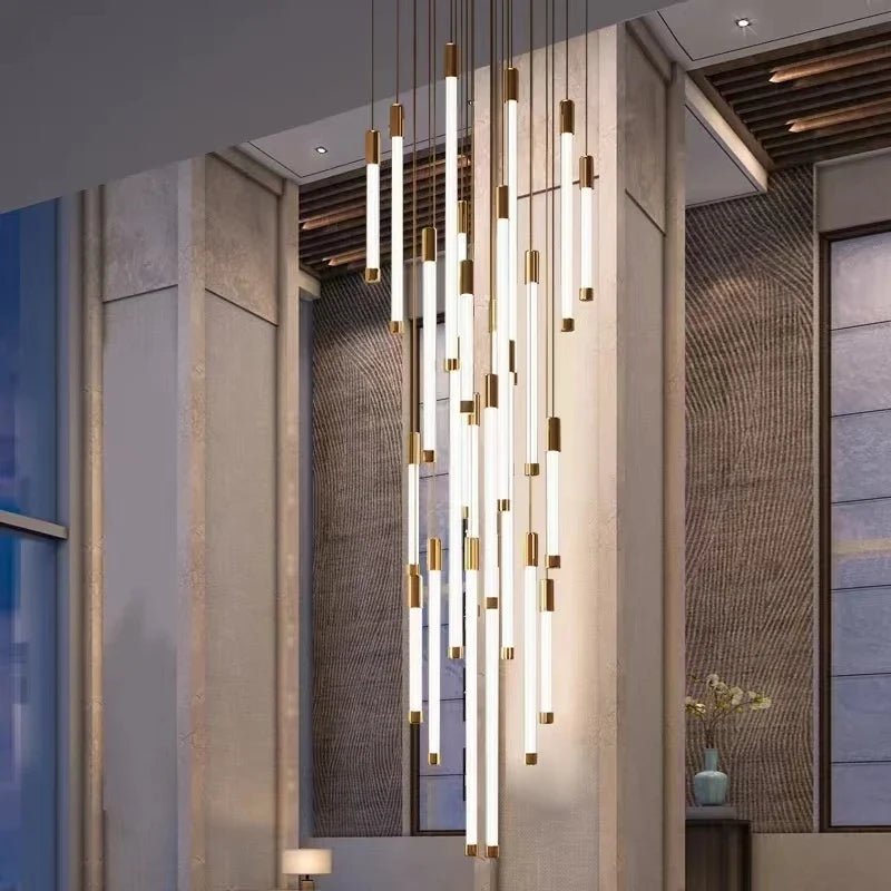 Modern Staircase Pendant Chandelier in Black or Gold - Decorbites