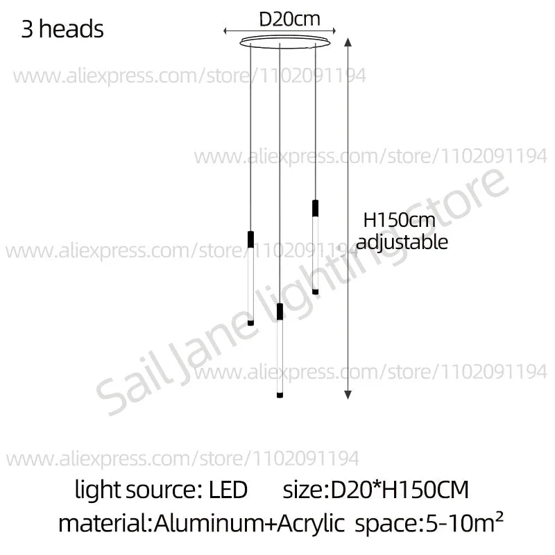 Modern Staircase Pendant Chandelier in Black or Gold - Decorbites