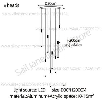 Modern Staircase Pendant Chandelier in Black or Gold - Decorbites
