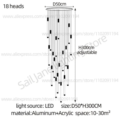 Modern Staircase Pendant Chandelier in Black or Gold - Decorbites