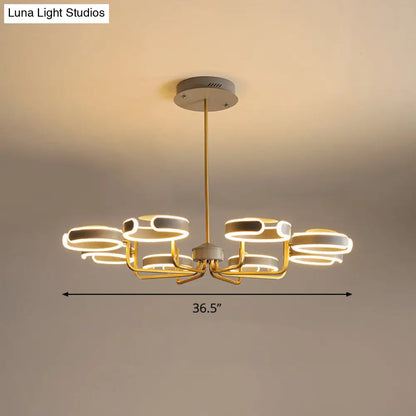 Lámpara de araña moderna de metal con diseño de estrella - 8/10 luces, kit de lámpara colgante en negro/gris/blanco - luz cálida/blanca, 92,7 cm/111,8 cm de ancho