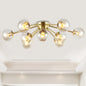 Modern Starburst Semi Flush Brass Light Fixture with Clear Glass