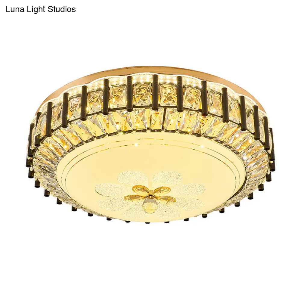 DecorBites™ DecorBites™ Modern Style Black Gear Ceiling Lamp with LED Faceted K9 Crystal Flush Mount Fixture - 3rd Gear