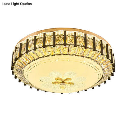 DecorBites™ DecorBites™ Modern Style Black Gear Ceiling Lamp with LED Faceted K9 Crystal Flush Mount Fixture - 3rd Gear