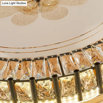 DecorBites™ DecorBites™ Modern Style Black Gear Ceiling Lamp with LED Faceted K9 Crystal Flush Mount Fixture - 3rd Gear