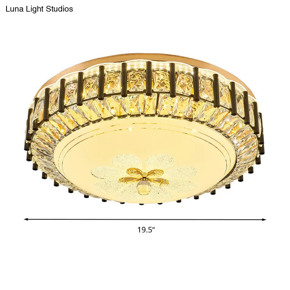 DecorBites™ DecorBites™ Modern Style Black Gear Ceiling Lamp with LED Faceted K9 Crystal Flush Mount Fixture - 3rd Gear