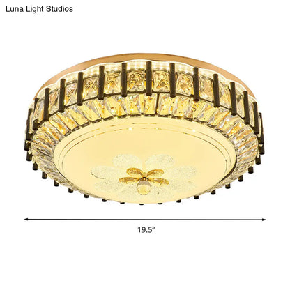 DecorBites™ DecorBites™ Modern Style Black Gear Ceiling Lamp with LED Faceted K9 Crystal Flush Mount Fixture - 3rd Gear