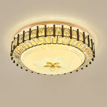 DecorBites™ DecorBites™ Modern Style Black Gear Ceiling Lamp with LED Faceted K9 Crystal Flush Mount Fixture - 3rd Gear