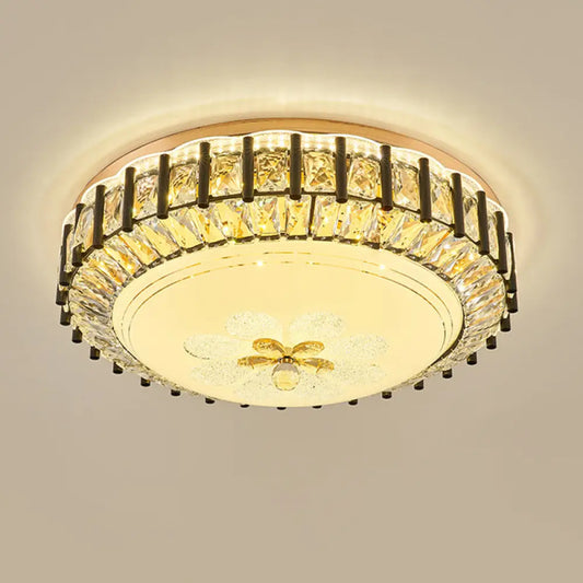 DecorBites™ DecorBites™ Modern Style Black Gear Ceiling Lamp with LED Faceted K9 Crystal Flush Mount Fixture - 3rd Gear