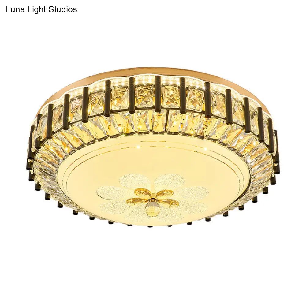 DecorBites™ DecorBites™ Modern Style Black Gear Ceiling Lamp with LED Faceted K9 Crystal Flush Mount Fixture - 3rd Gear