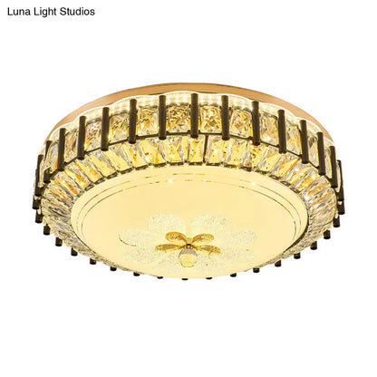 DecorBites™ DecorBites™ Modern Style Black Gear Ceiling Lamp with LED Faceted K9 Crystal Flush Mount Fixture - 3rd Gear