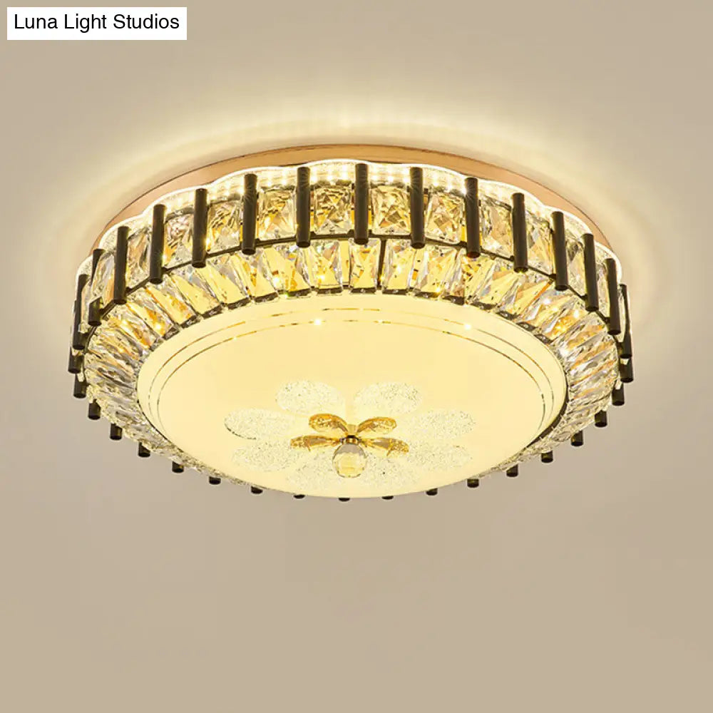 DecorBites™ DecorBites™ Modern Style Black Gear Ceiling Lamp with LED Faceted K9 Crystal Flush Mount Fixture - 3rd Gear