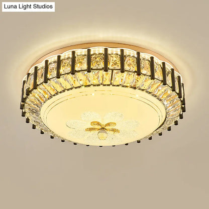 DecorBites™ DecorBites™ Modern Style Black Gear Ceiling Lamp with LED Faceted K9 Crystal Flush Mount Fixture - 3rd Gear