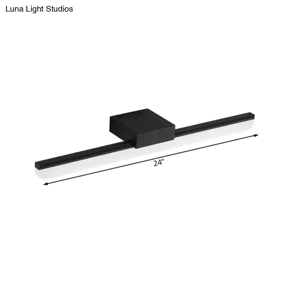 Black 24-inch modern style led wall light with sleek rectangular design and matte finish emitting white light for bedrooms