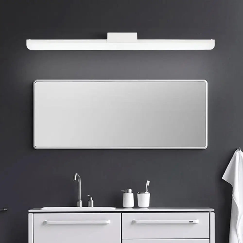 White rectangular led bathroom mirror wall light with sleek minimalist design for modern style bedroom linear sconce