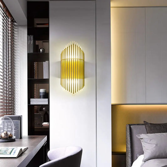 DecorBites™ DecorBites™ Modern Style Crystal and Brass Wall Mounted Lamp - 2 Lights Pipe Wall Lighting for Bedroom