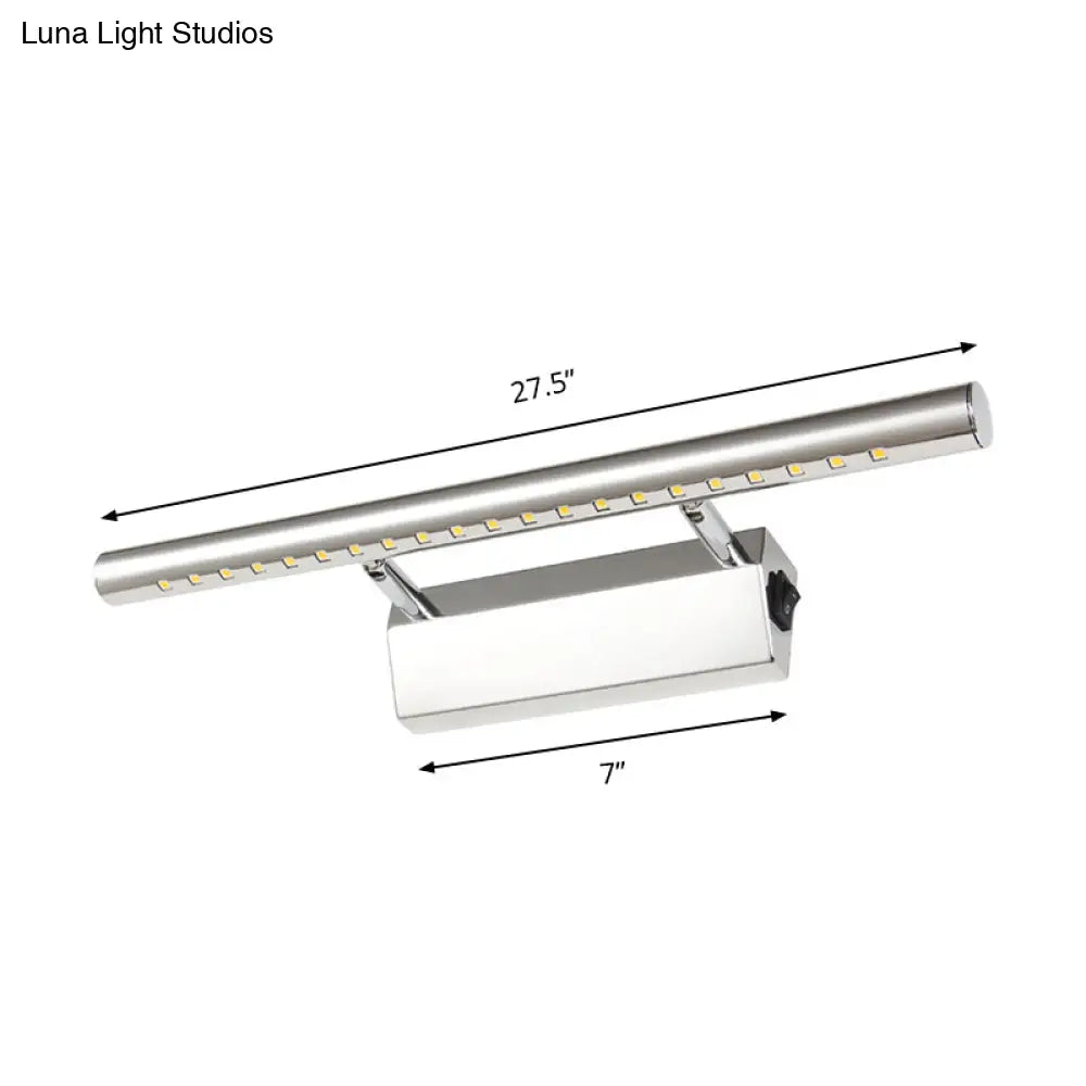 DecorBites™ DecorBites™ Modern Style Cylinder Vanity Wall Sconce Metallic 10"/16" W LED Bathroom Wall Mounted Lamp in Chrome, Warm/White Light