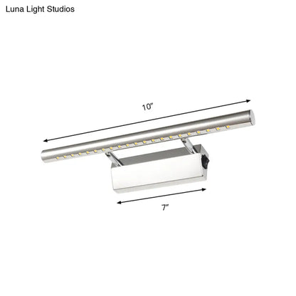 DecorBites™ DecorBites™ Modern Style Cylinder Vanity Wall Sconce Metallic 10"/16" W LED Bathroom Wall Mounted Lamp in Chrome, Warm/White Light