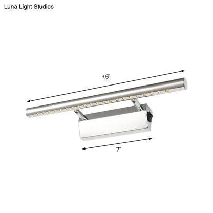 DecorBites™ DecorBites™ Modern Style Cylinder Vanity Wall Sconce Metallic 10"/16" W LED Bathroom Wall Mounted Lamp in Chrome, Warm/White Light